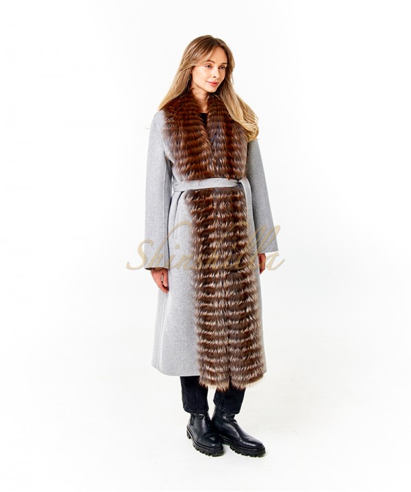 Пальто с мехом лисы 120 см (2218e)